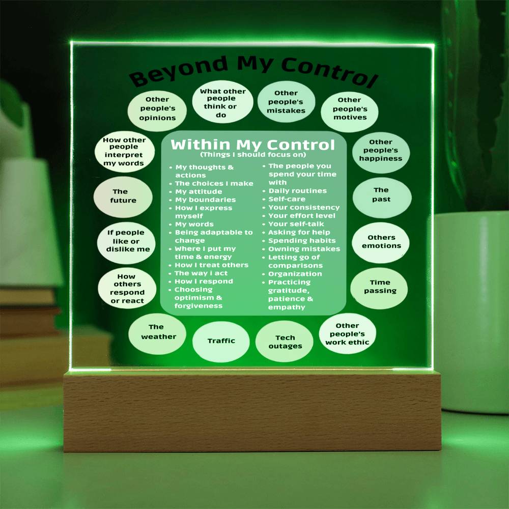 Things I can control Acrylic Decor What I can control Anxiety LED light Mindful Room Decor School Psychologist Office Decor Counselor Sign