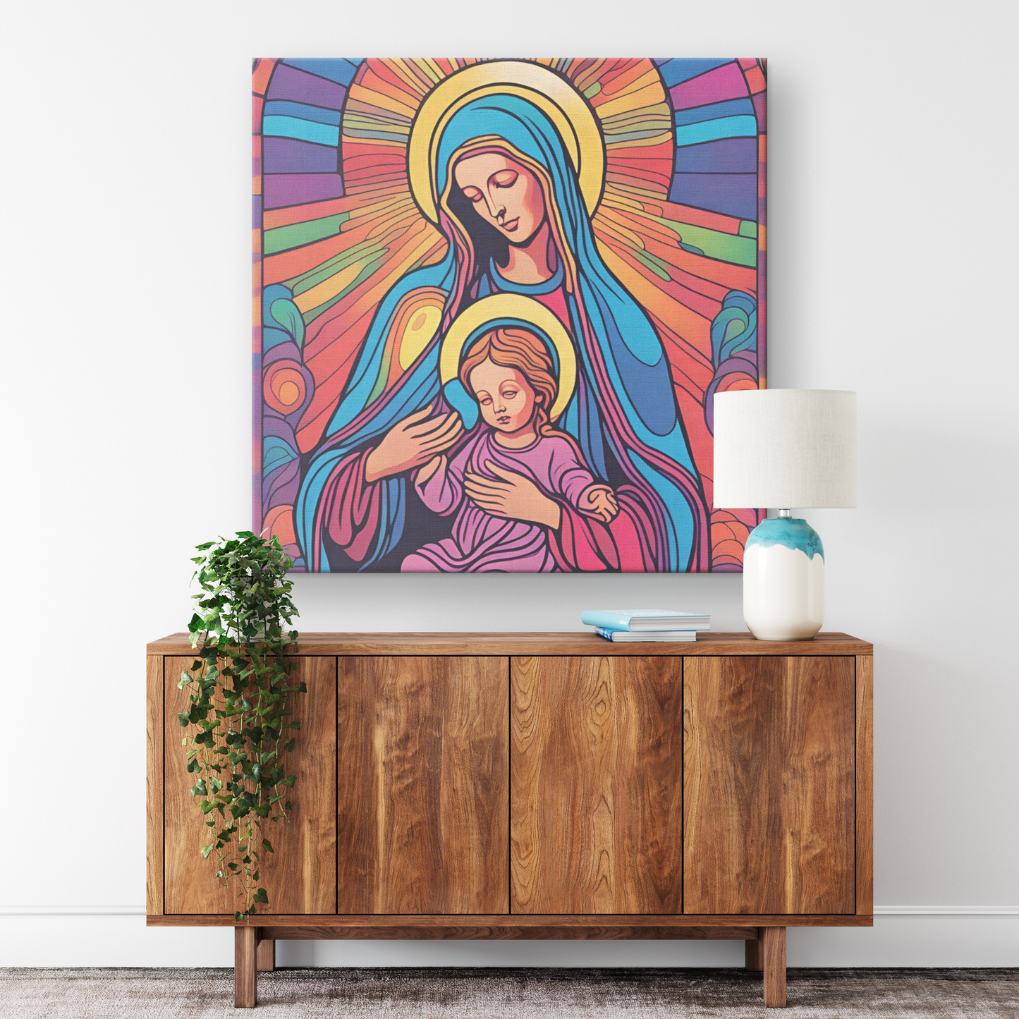 Virgin Mary and Baby Jesus Canvas Wall Art
