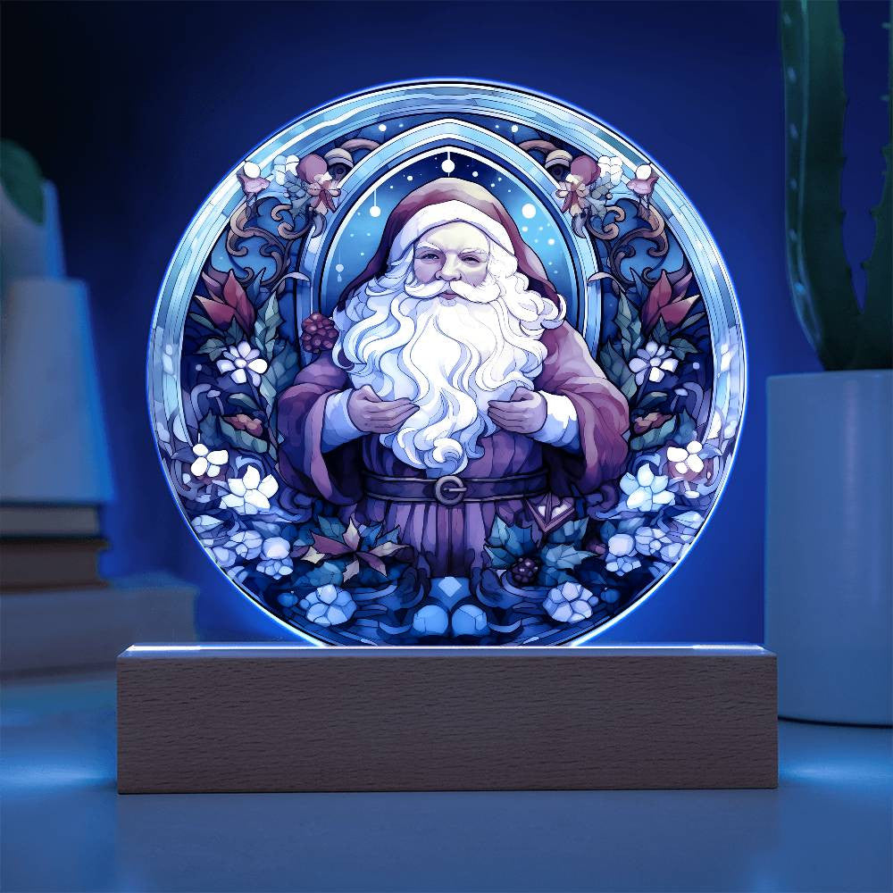 Stained Glass Style Santa Claus Acrylic Plaque