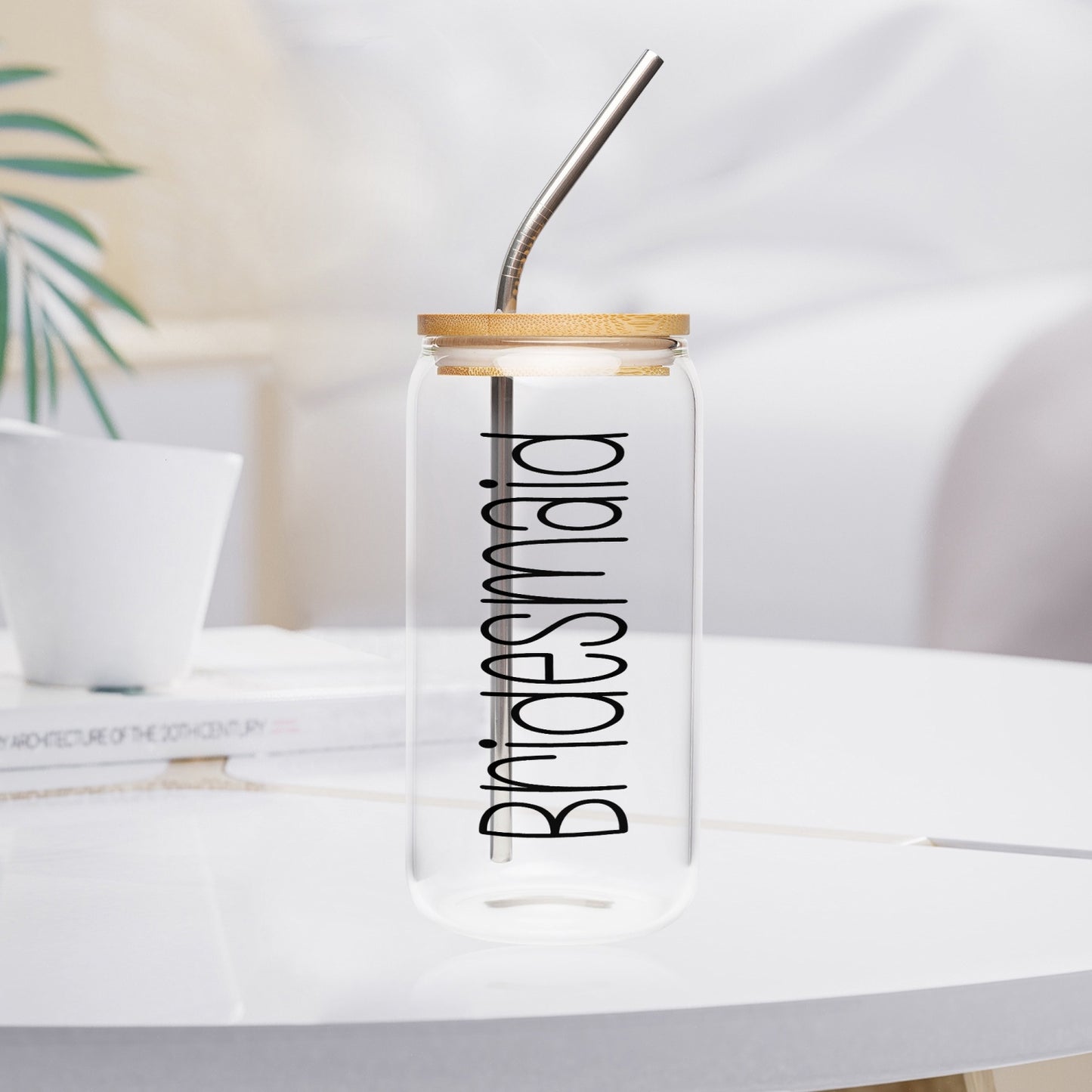 Bridesmaid Wedding Tumbler with Bamboo Lid