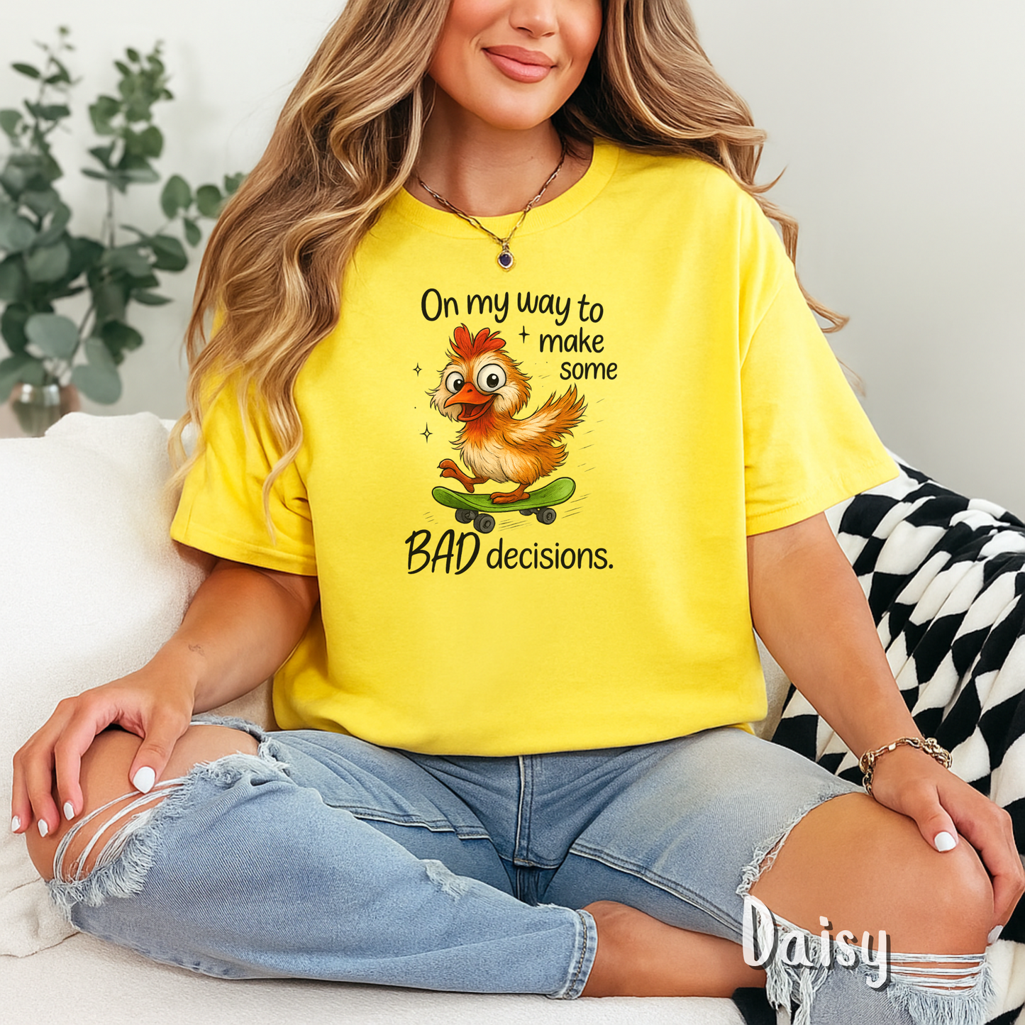 On My Way To Make Some Bad Decisions Tshirt, Sarcastic Adult Quote, Silly Chicken Skateboarding, Best Friend Gift, Gift for Friend, Bride Tshirt