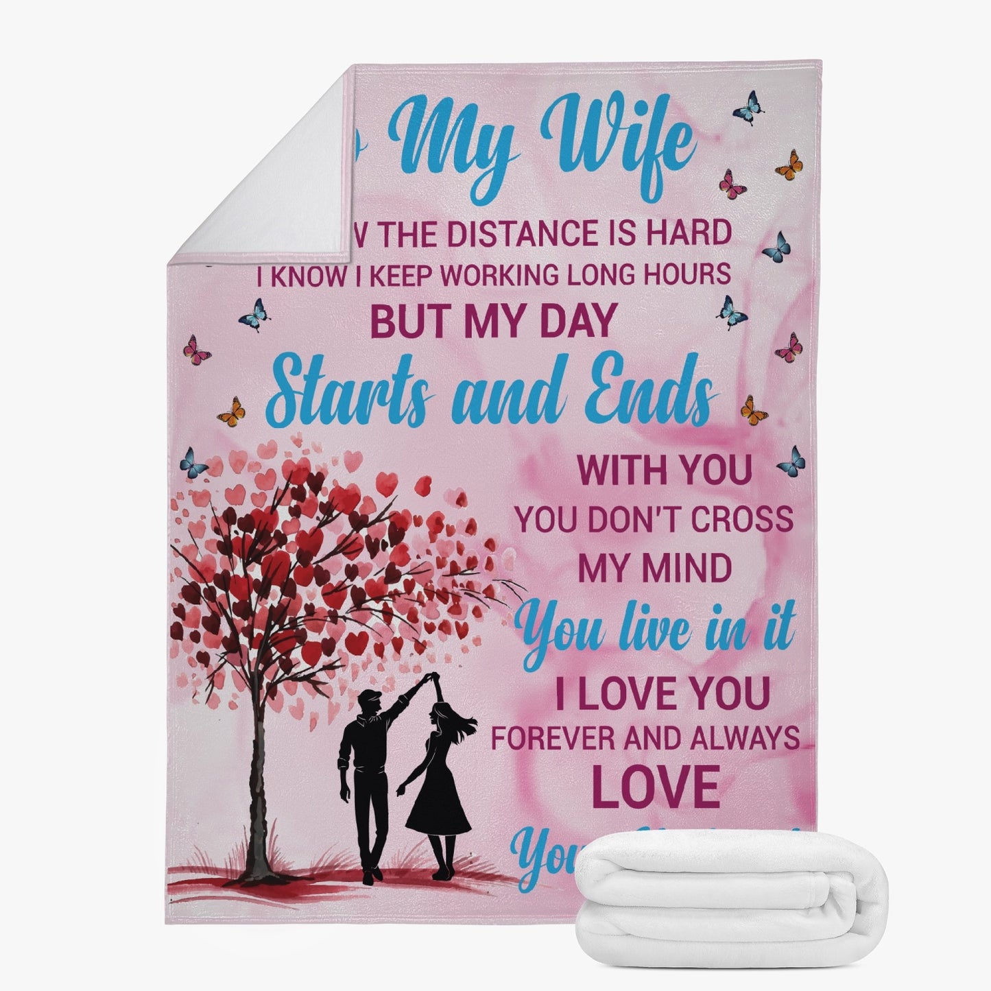 Wife I Know The Distance Is Hard Fleece Blanket