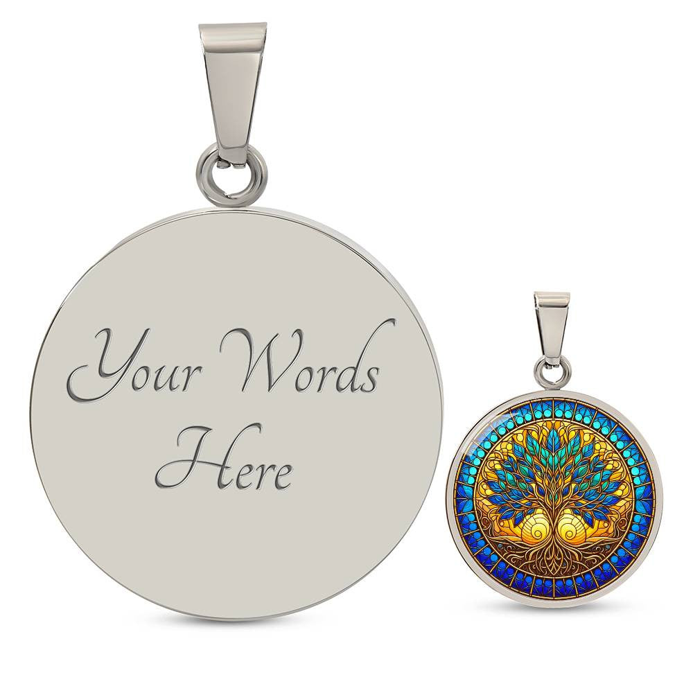 Stained Glass Tree of Life Necklace Gold