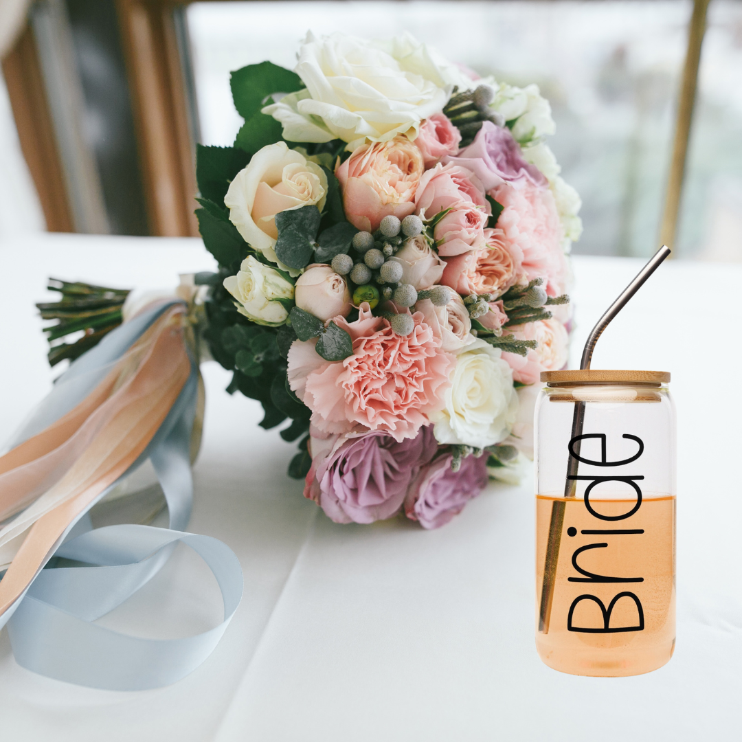 Bride Wedding Tumbler with Bamboo Lid