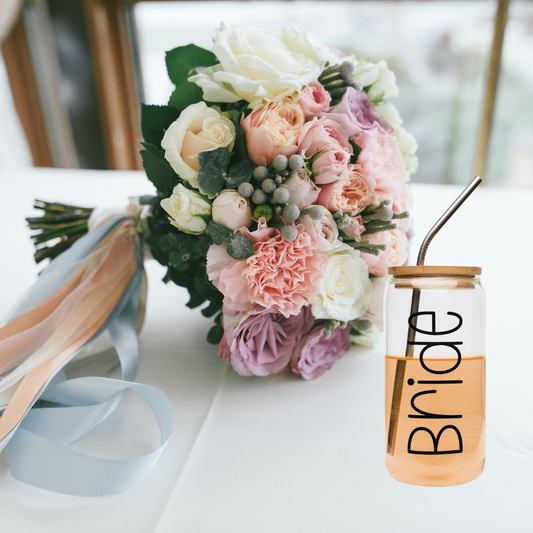 Bride Wedding Tumbler with Bamboo Lid