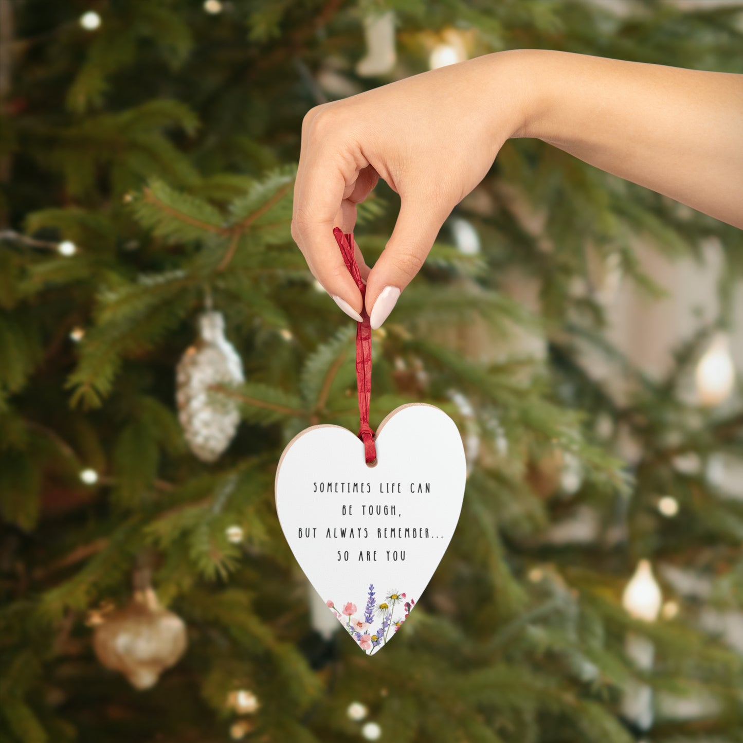Stay Strong Wooden Heart Ornament