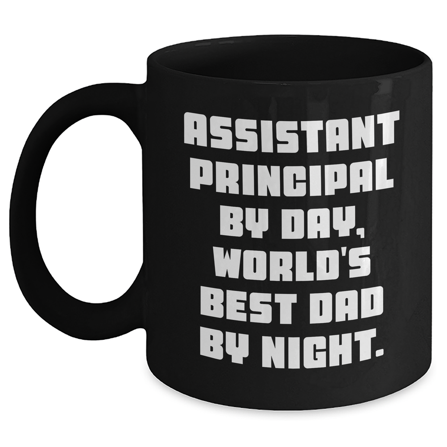 Funny Assistant Principal Gifts for Men - Black Coffee Mug, 'Assistant Principal By Day, World's Best Dad By Night.' - Unique Graduation Gifts from Family, Friends, or Coworkers - Main