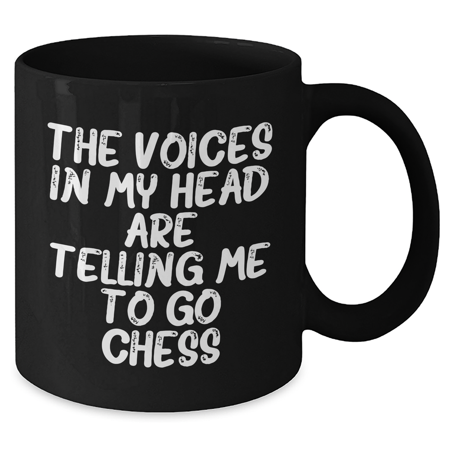 Funny Chess Gifts for Graduation - 'The Voices In My Head Are Telling Me To Go Chess' Black Coffee Mug from Friends to Family - Additional