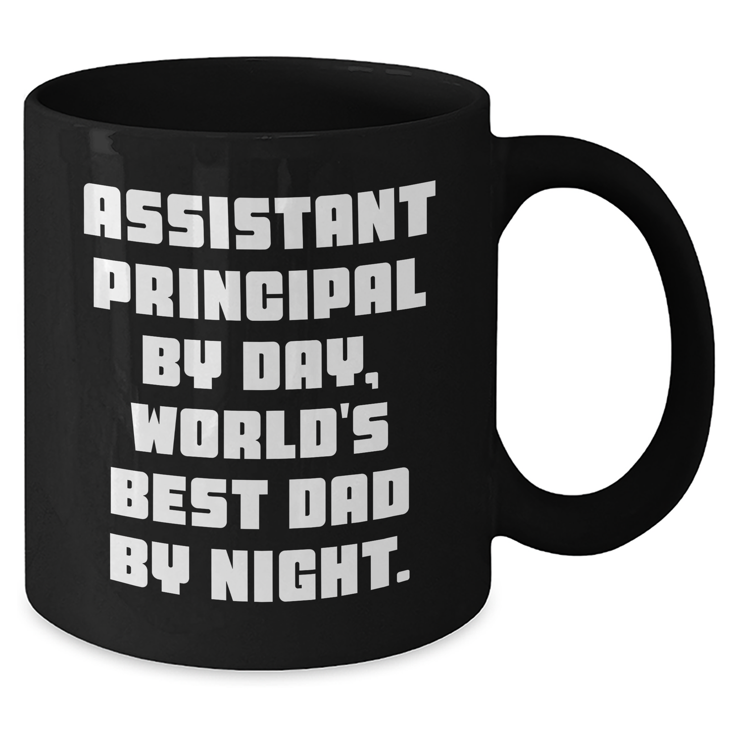 Funny Assistant Principal Gifts for Men - Black Coffee Mug, 'Assistant Principal By Day, World's Best Dad By Night.' - Unique Graduation Gifts from Family, Friends, or Coworkers - Additional