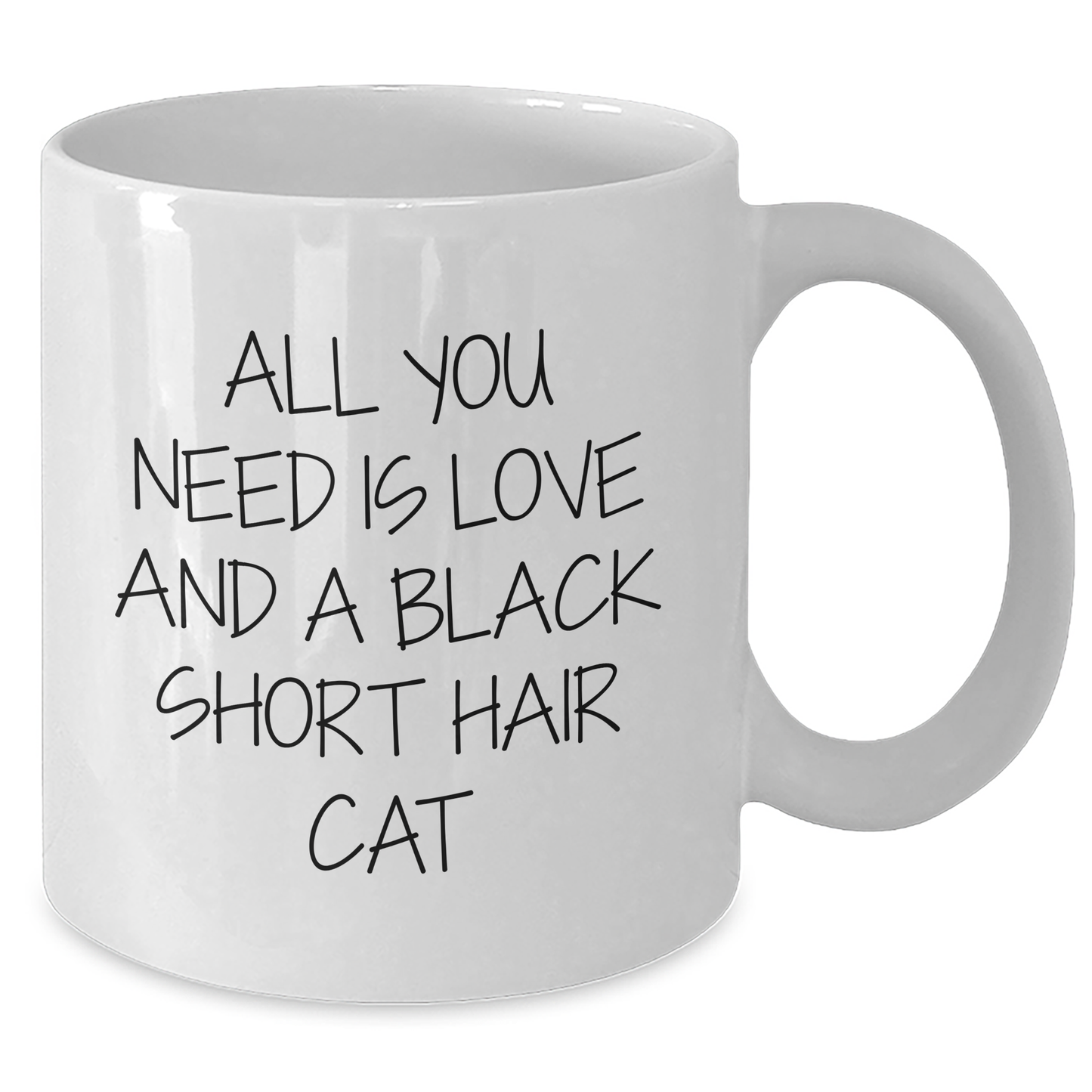 Funny Black Short Hair Cat Gifts for Mom's Day, All You Need is Love and a White Coffee Mug from Friends - Additional