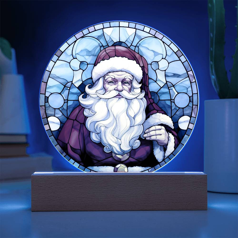 Santa Stained Glass Style LED Night Light