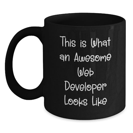 Funny Web Developer Gifts from Men, Unique Black Coffee Mug, 'This Is What An Awesome Web Developer Looks Like', Perfect for Christmas Unique Gifts for Web Developers - Main