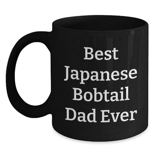 Funny Japanese Bobtail Cat Dad Ever Gifts for Men from Family, Black Coffee Mug for Graduation Unique Gifts - Main