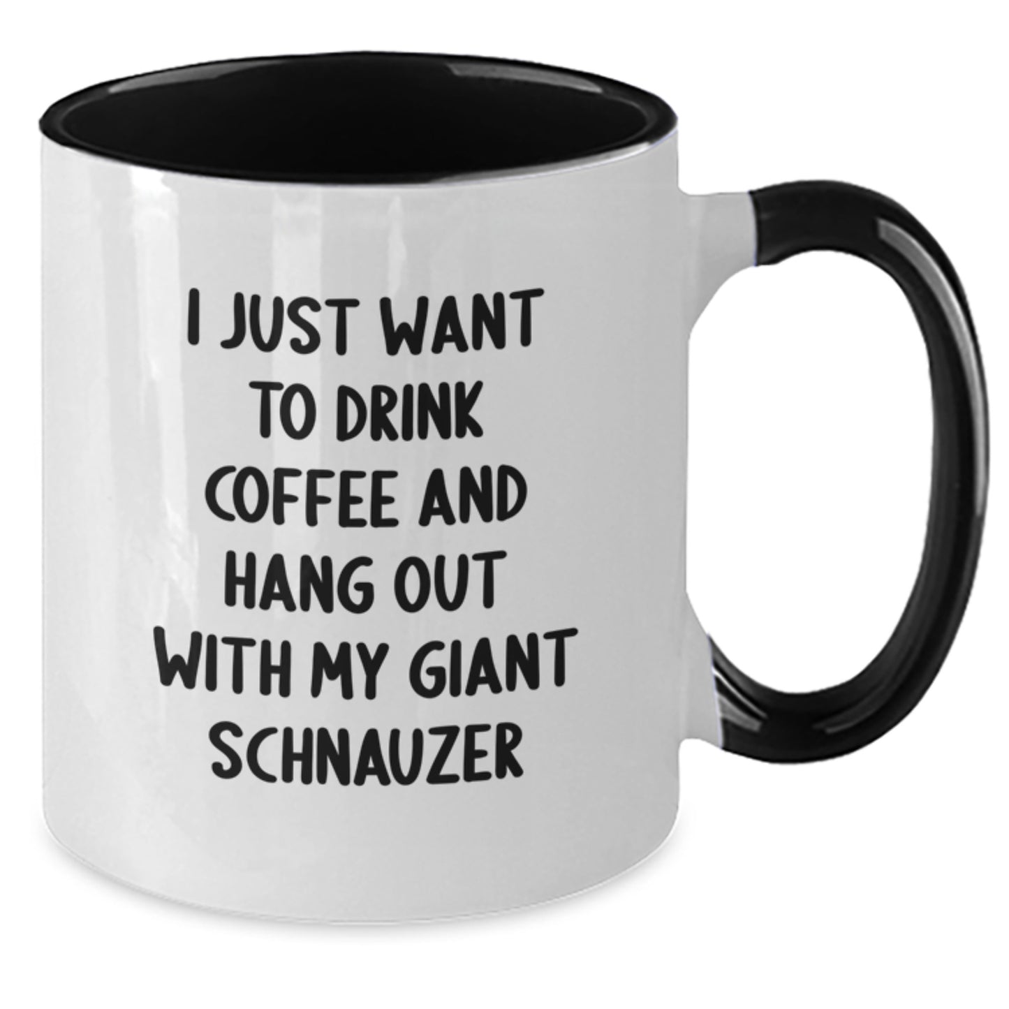 Funny Giant Schnauzer Dog Lover Gifts for Friends - I Just Want To Drink Coffee And Hang Out With My Giant Schnauzer Two Tone Coffee Mug, Birthday Unique Gift from Men, Women, Family, Friends - Additional