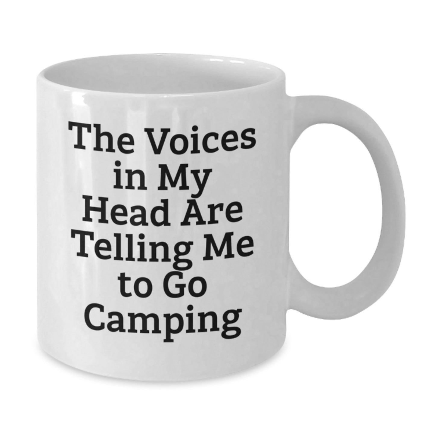 Camping Humor Gifts from Friends to Graduates, Funny White Coffee Mug for Camping Enthusiasts, 'The Voices In My Head Are Telling Me To Go Camping' Inspirational Quote, Gifts for Men, Women, Family - Additional
