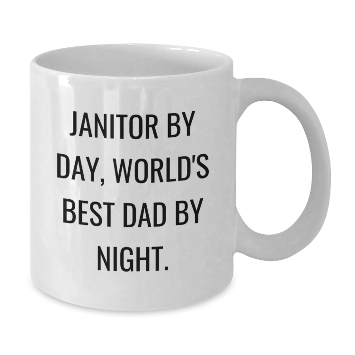 Funny Janitor Gifts, Janitor By Day, World's Best Dad By Night., White Coffee Mug for Graduation, Gifts from Men, Gifts for Janitor - Additional