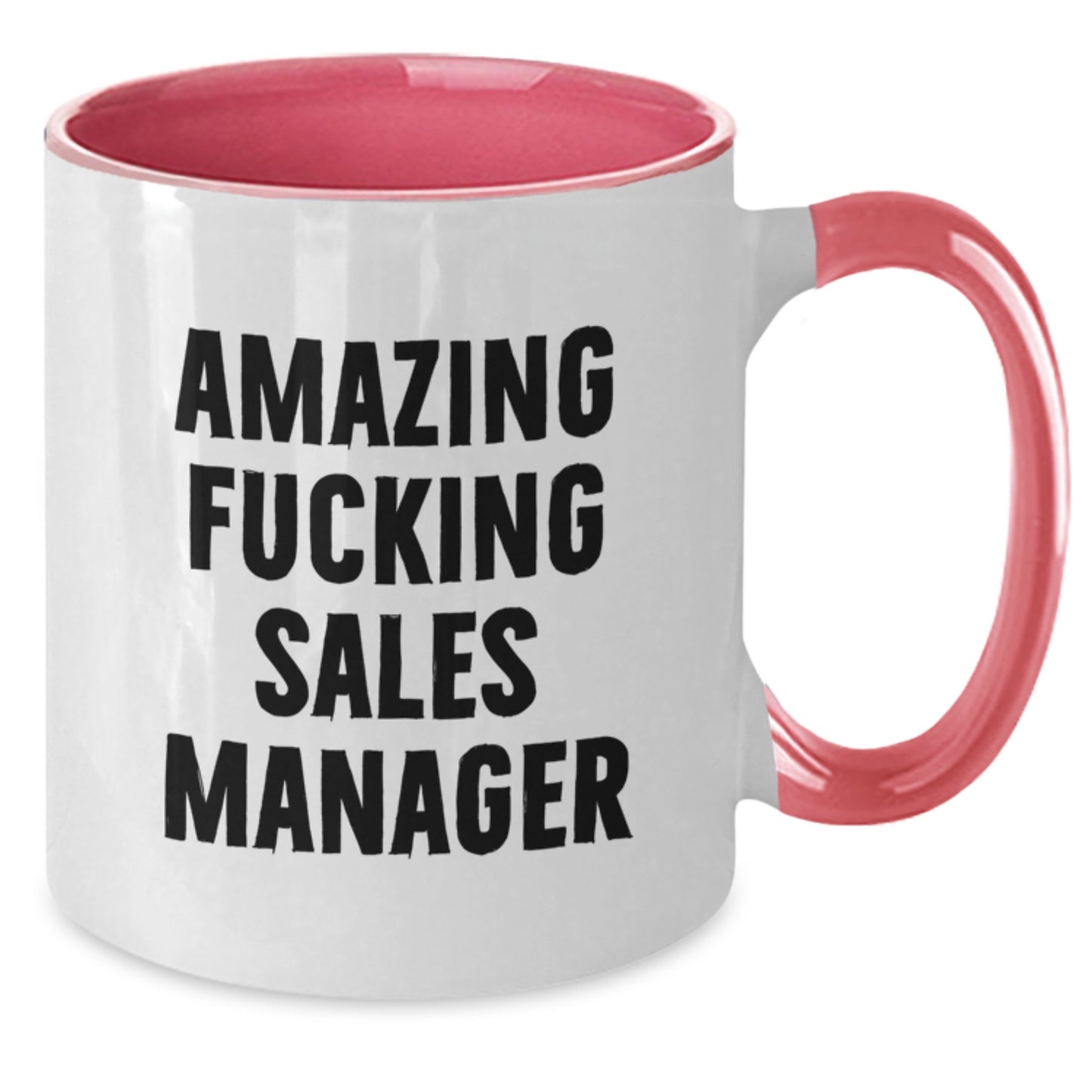 Funny Quotes for Sales Manager Gifts from Friends Christmas Unique Presents Two Tone Coffee Mug, 'Amazing F--king Sales Manager' - Additional