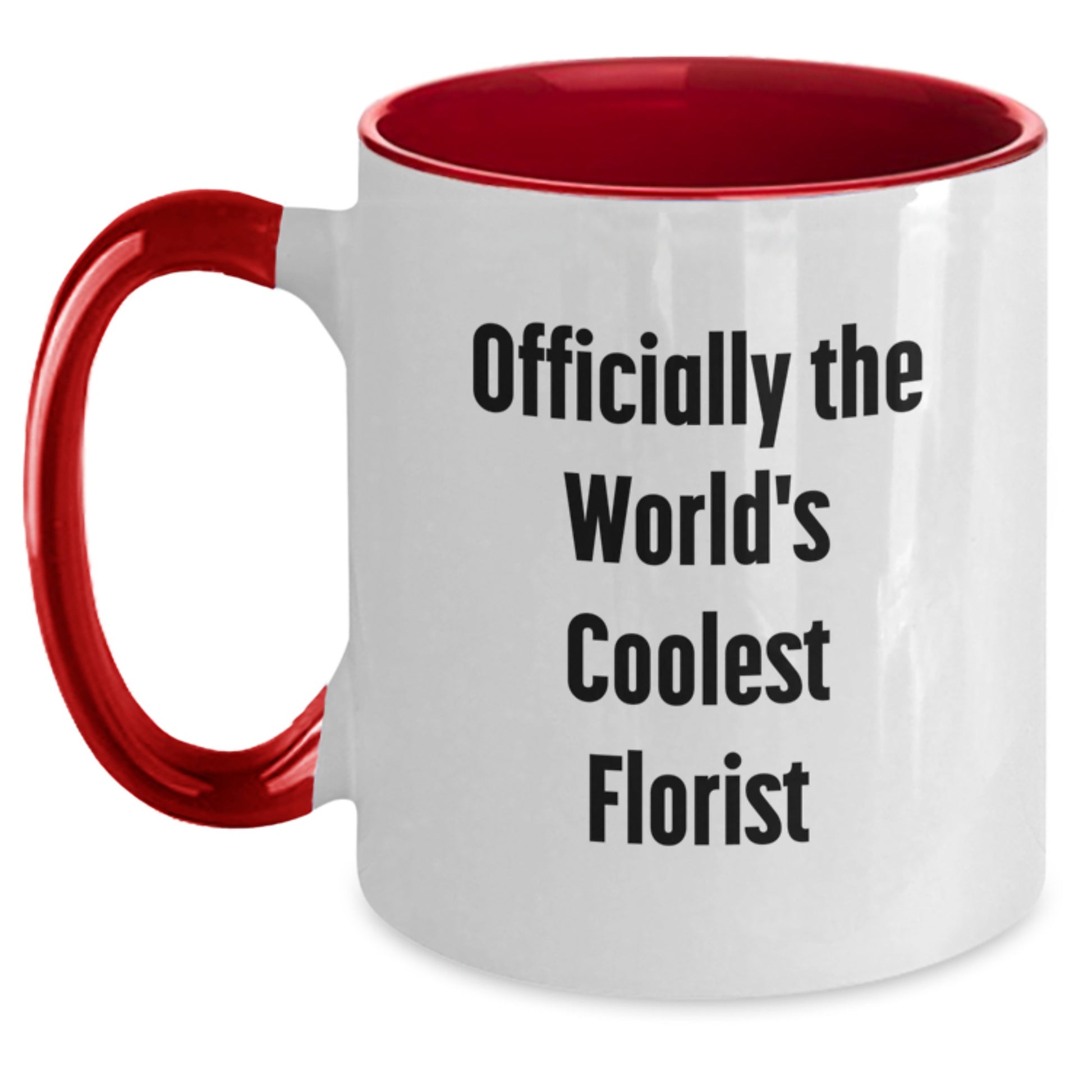Funny Gifts from Florist Friends, 'Officially The World's Coolest Florist' Two Tone Coffee Mug, Gifts for Florist Women, Unique Christmas Unique Gifts - Main