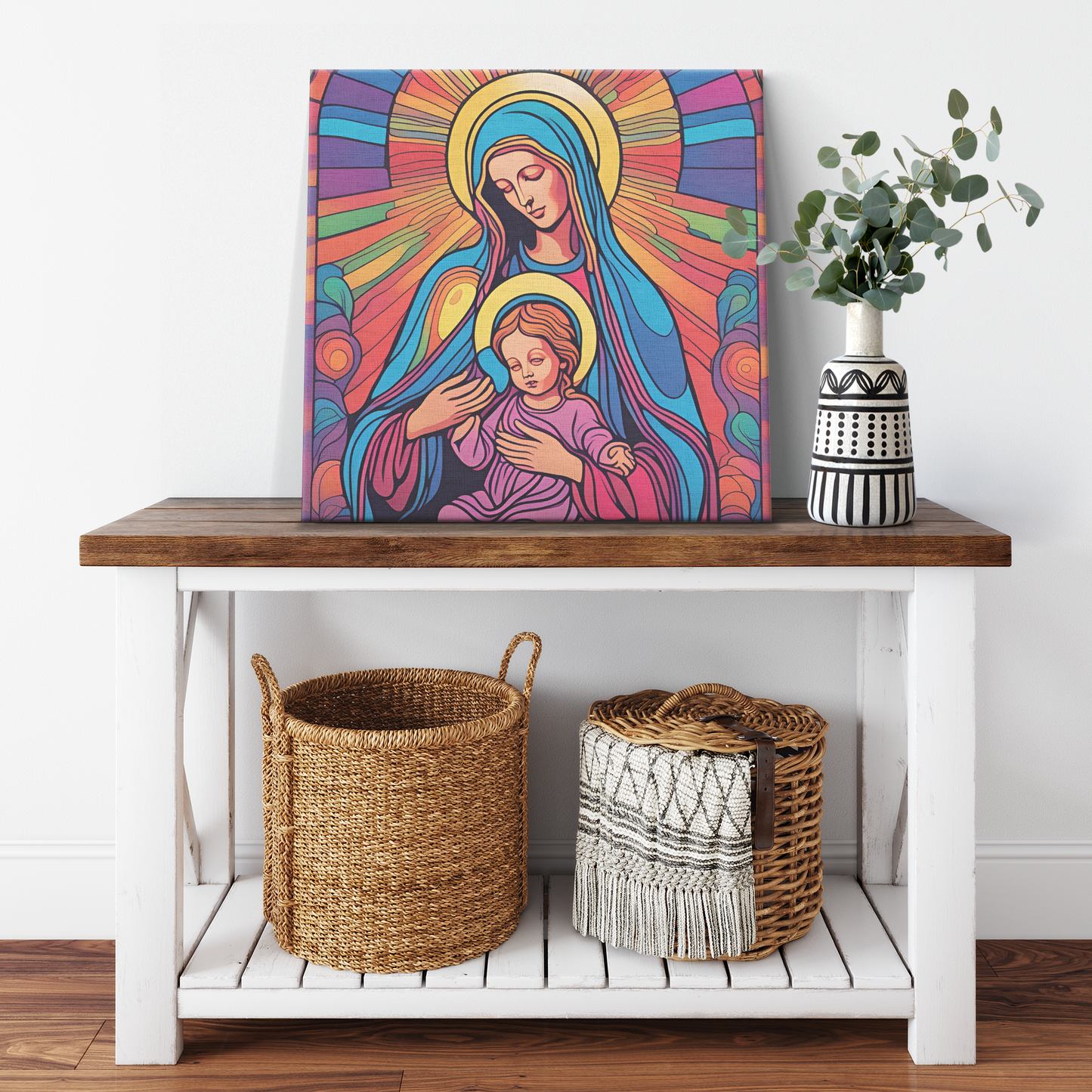 Virgin Mary and Baby Jesus Canvas Wall Art