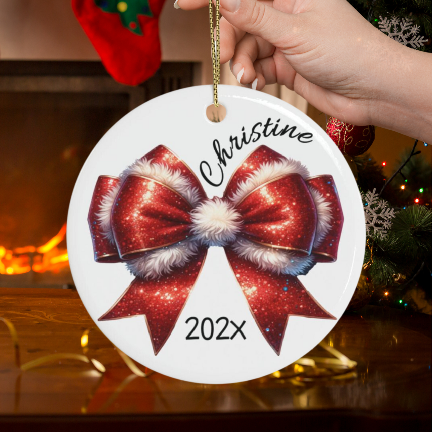 Personalized Coquette Bow Ornament