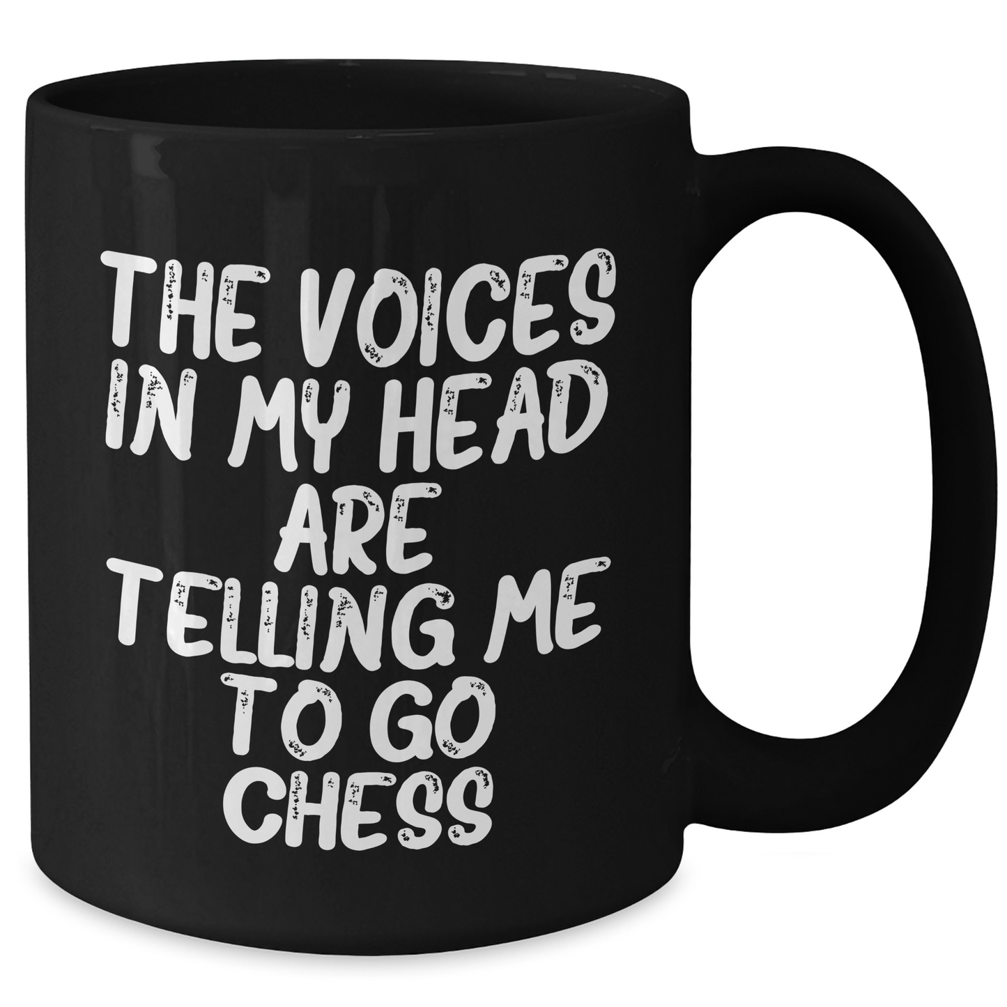 Funny Chess Gifts for Graduation - 'The Voices In My Head Are Telling Me To Go Chess' Black Coffee Mug from Friends to Family - Additional