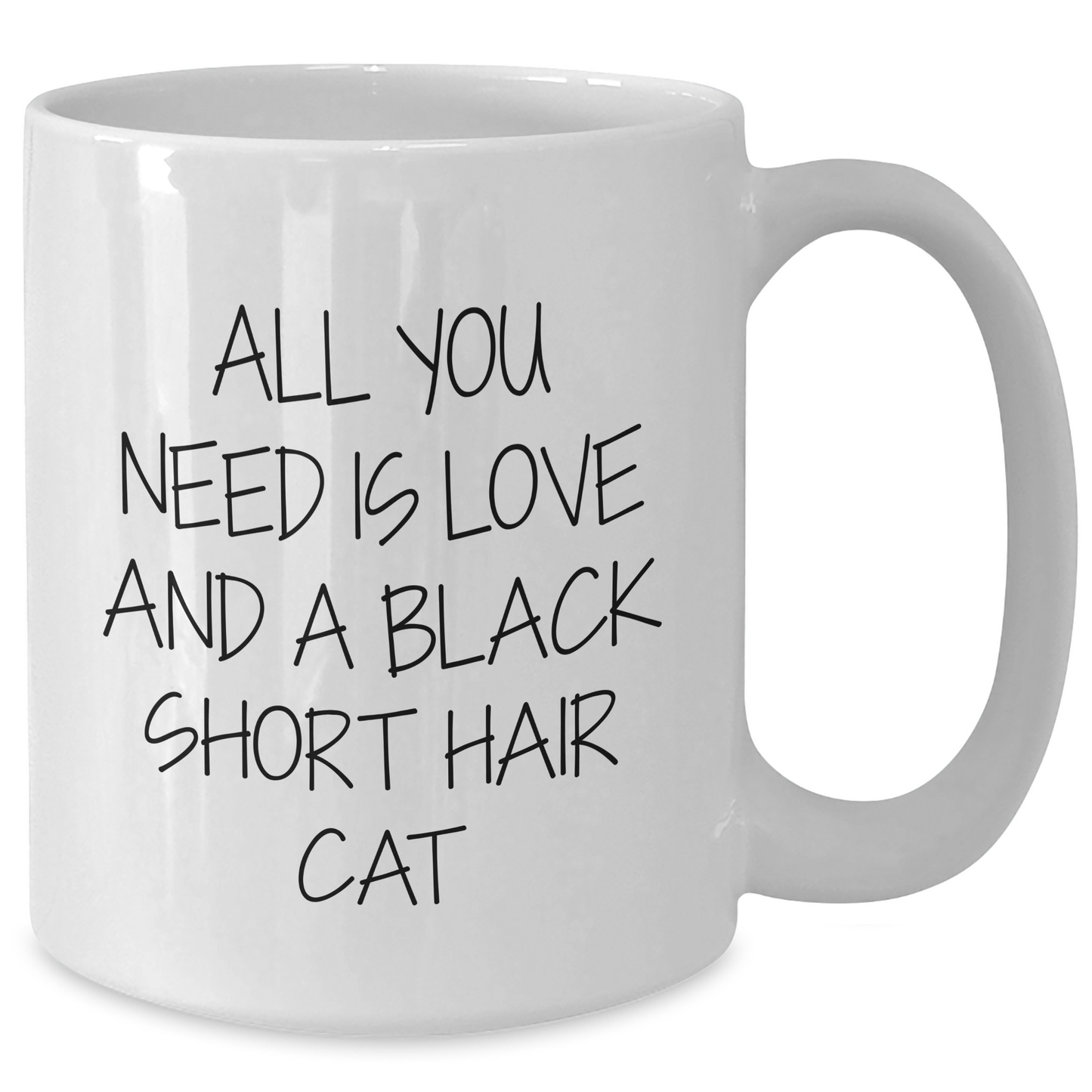 Funny Black Short Hair Cat Gifts for Mom's Day, All You Need is Love and a White Coffee Mug from Friends - Additional