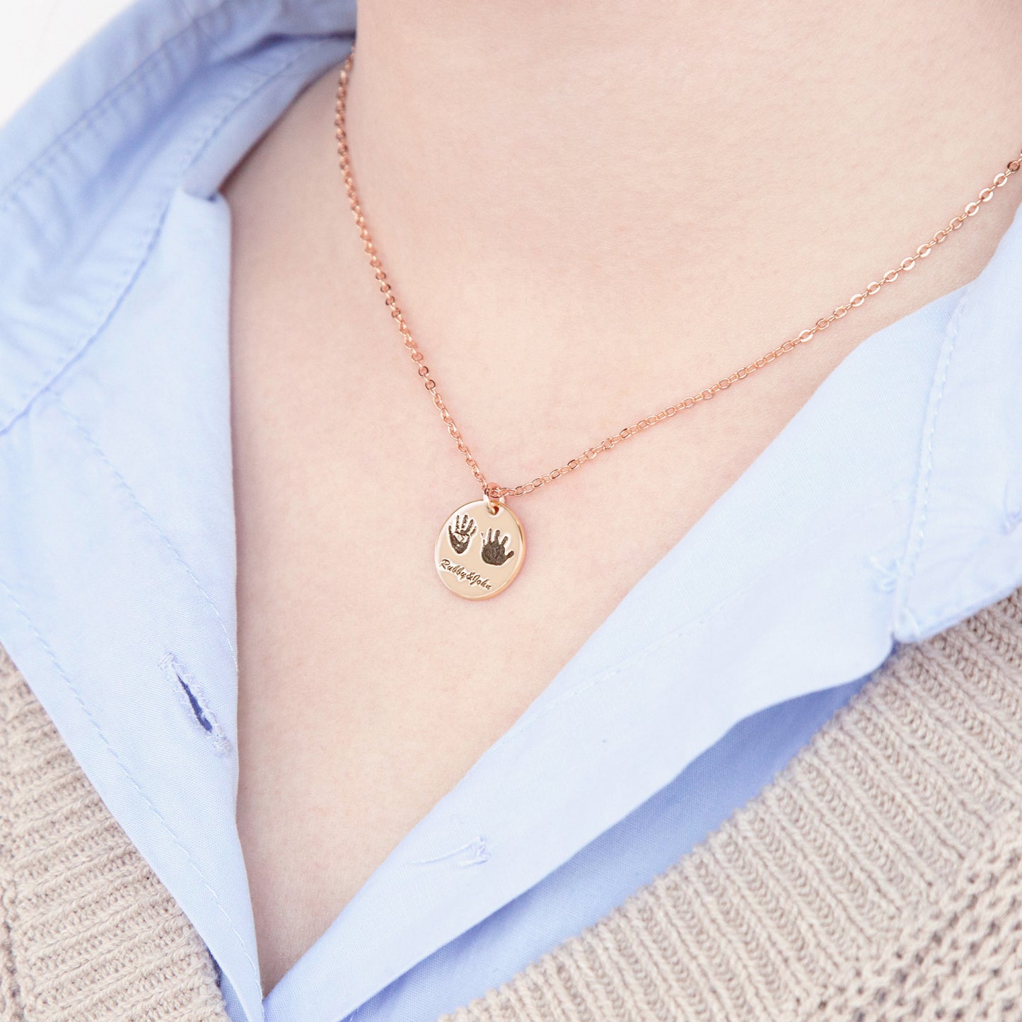 Personalized Handprint Necklace with Name