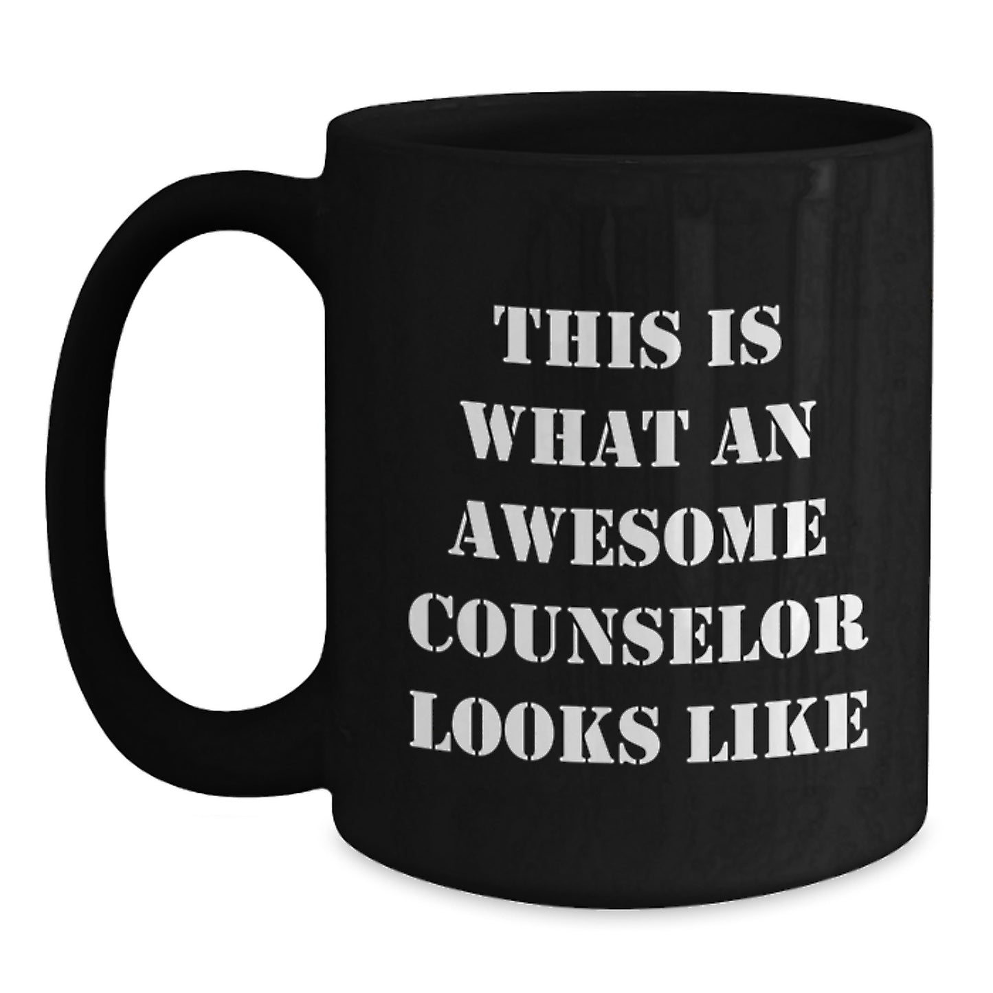 Funny Counselor Gifts from Friends for Graduation Black Coffee Mugs - This Is What An Awesome Counselor Looks Like - Main