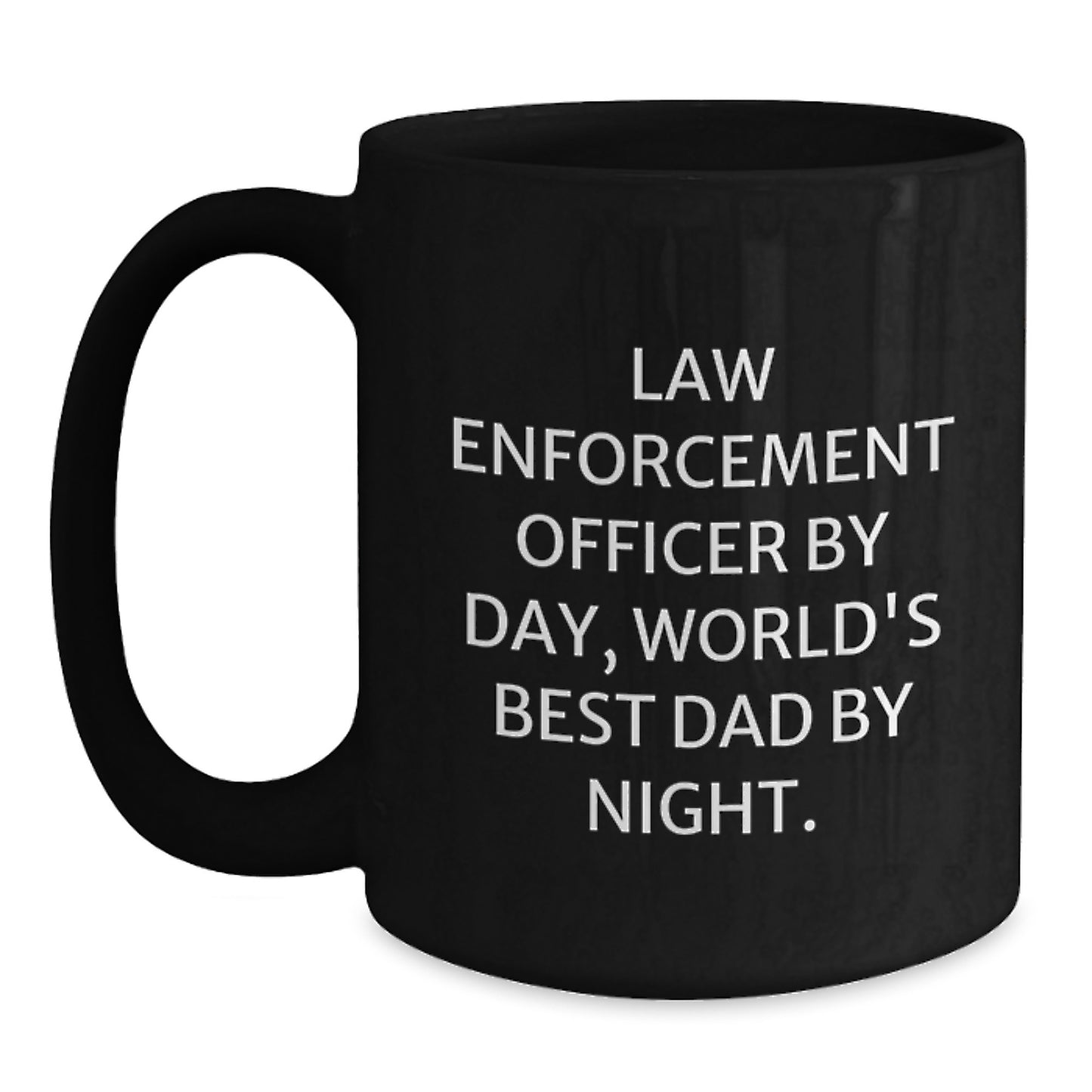 Law Enforcement Officer Funny Gifts, World's Best Dad Black Coffee Mug for Graduation, Gifts from Dad to Law Enforcement Officer, Unique Men's Mug - Main
