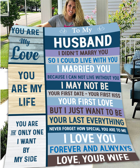 Husband I Can't Live Without You Fleece Blanket