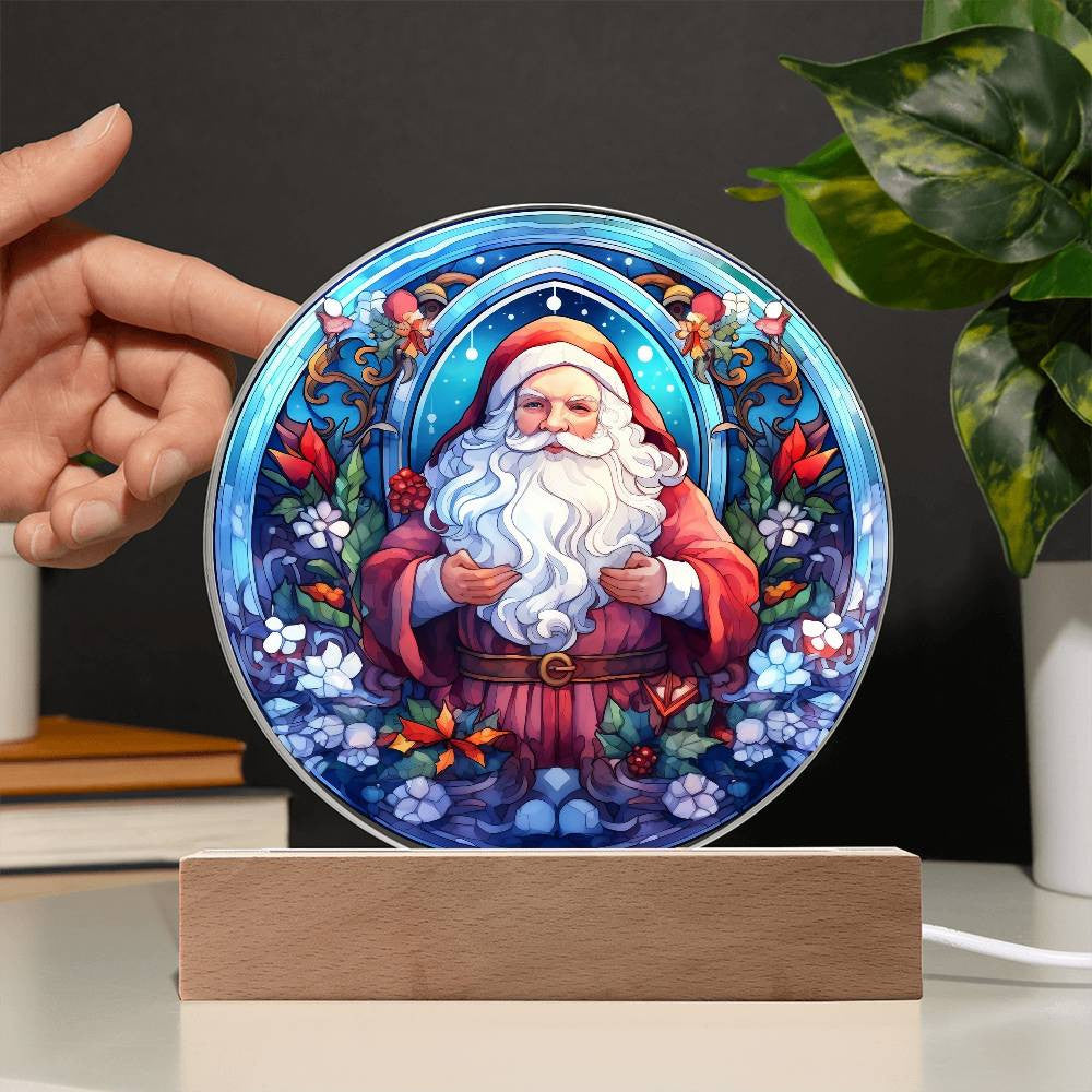 Stained Glass Style Santa Claus Acrylic Plaque