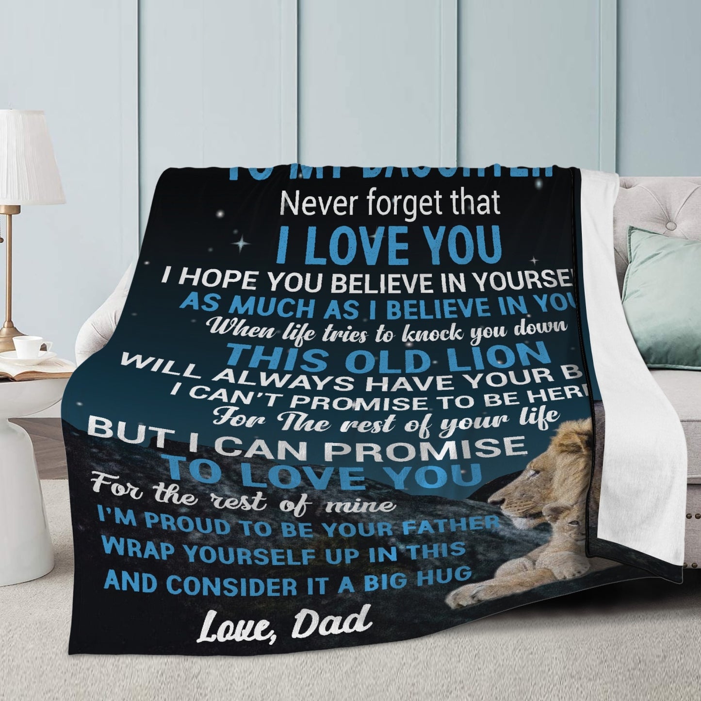 Daughter This Old Lion Fleece Blanket