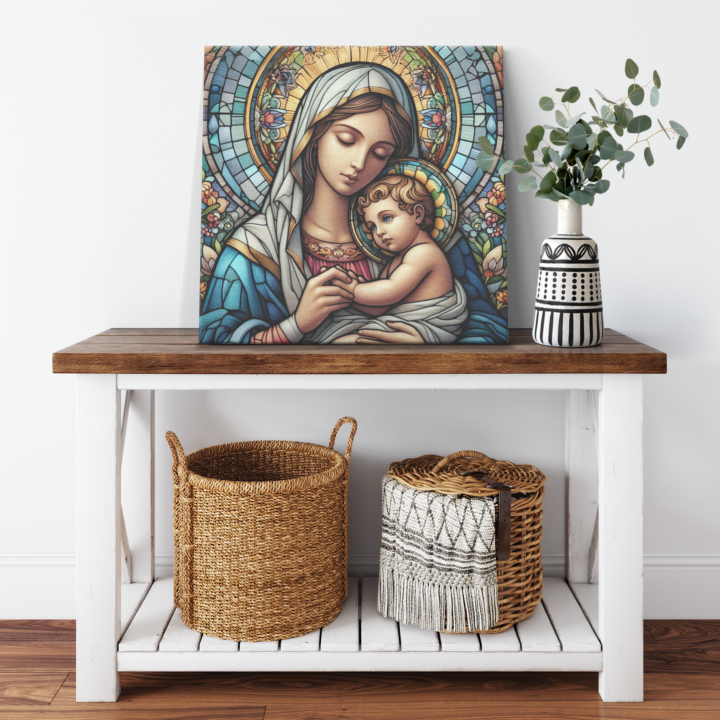 Virgin Mary and Baby Jesus Canvas Wall Art