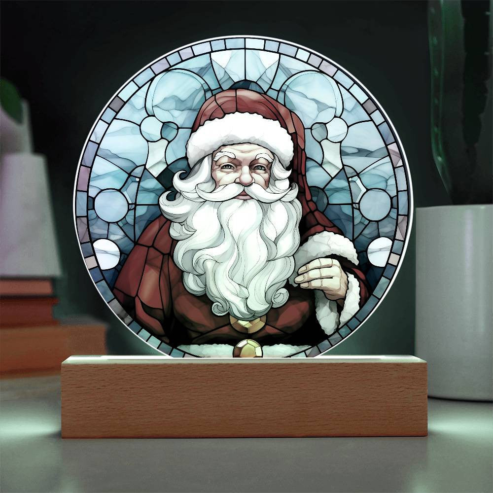 Santa Stained Glass Style LED Night Light