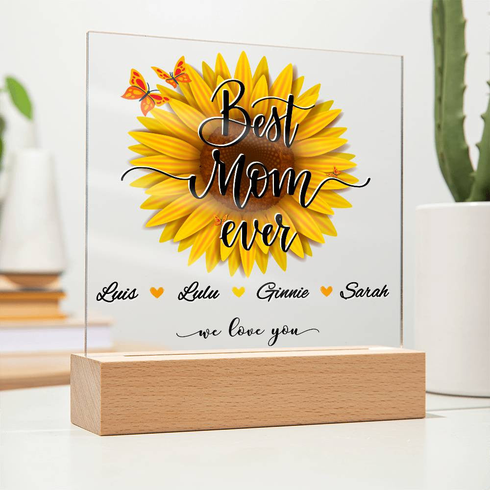 Personalized Best Mom Ever with Kids Names Plaque