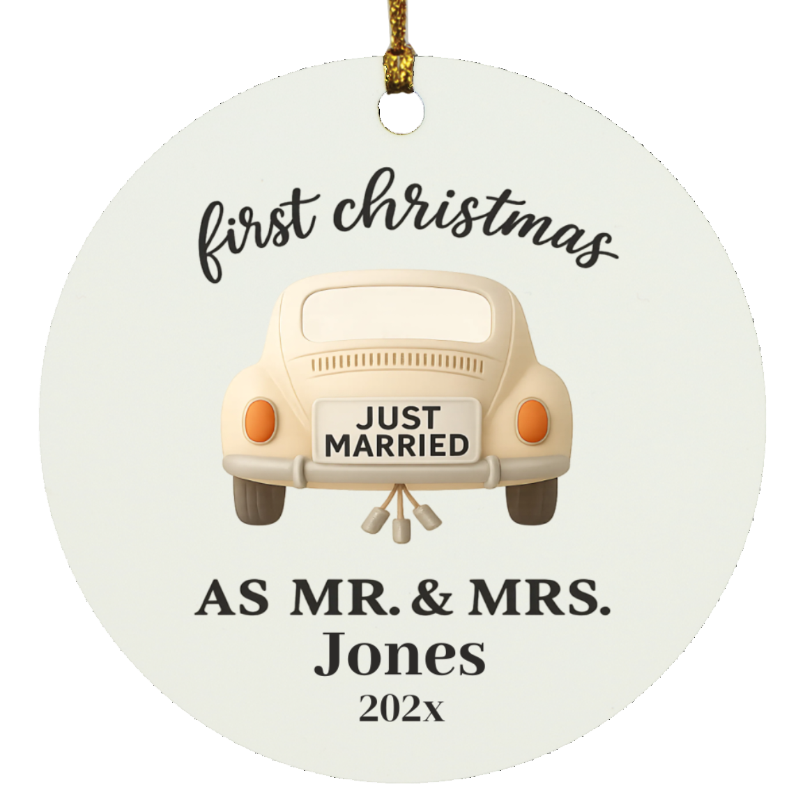 First Christmas Married Ornament, Just Married Car 2025, Our First Christmas Married Keepsake, Personalized Ornament