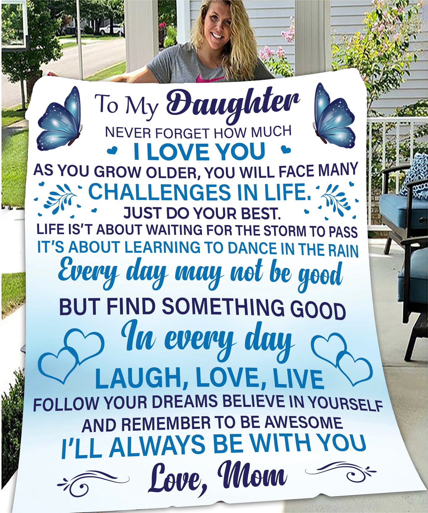 Daughter Never Forget Fleece Blanket