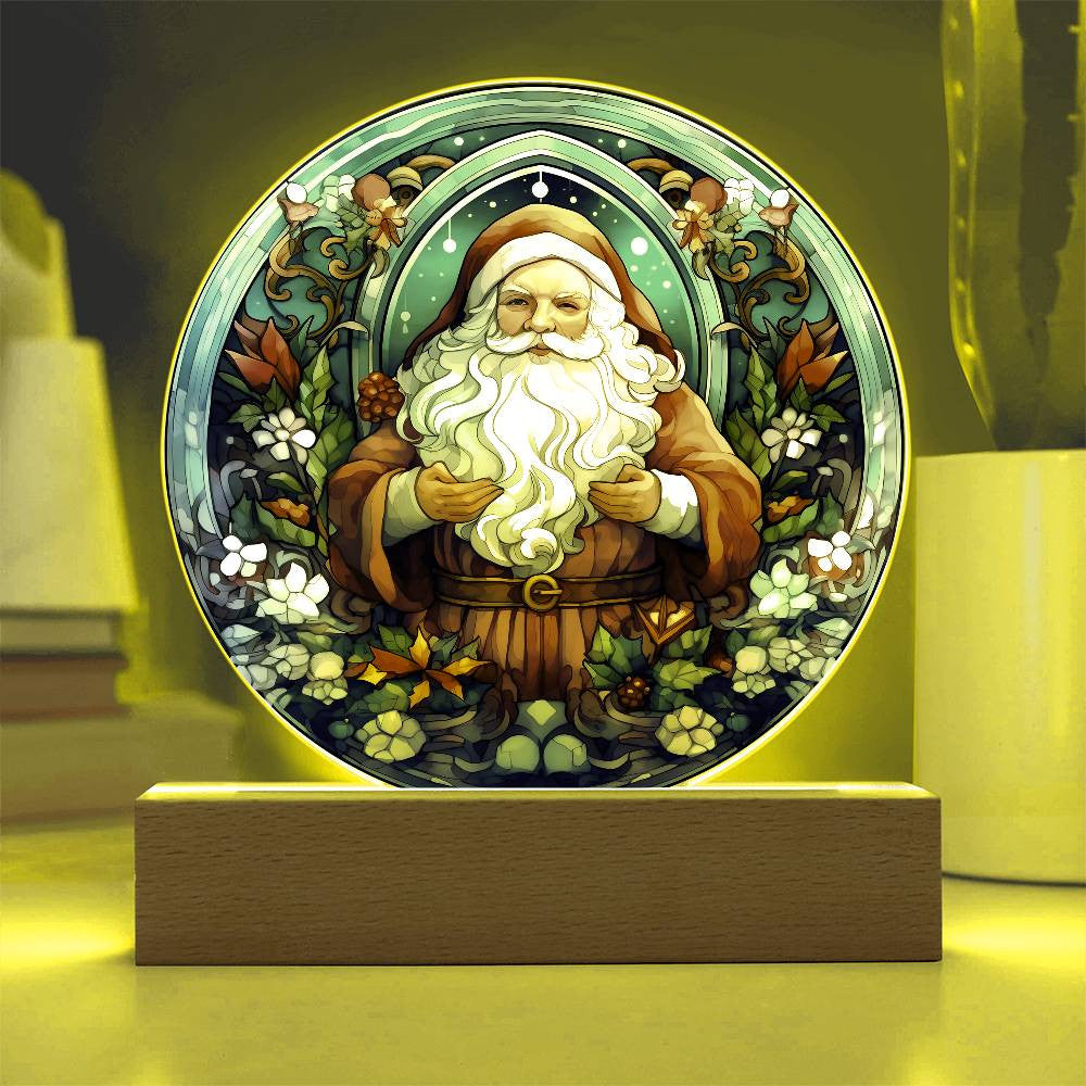 Stained Glass Style Santa Claus Acrylic Plaque