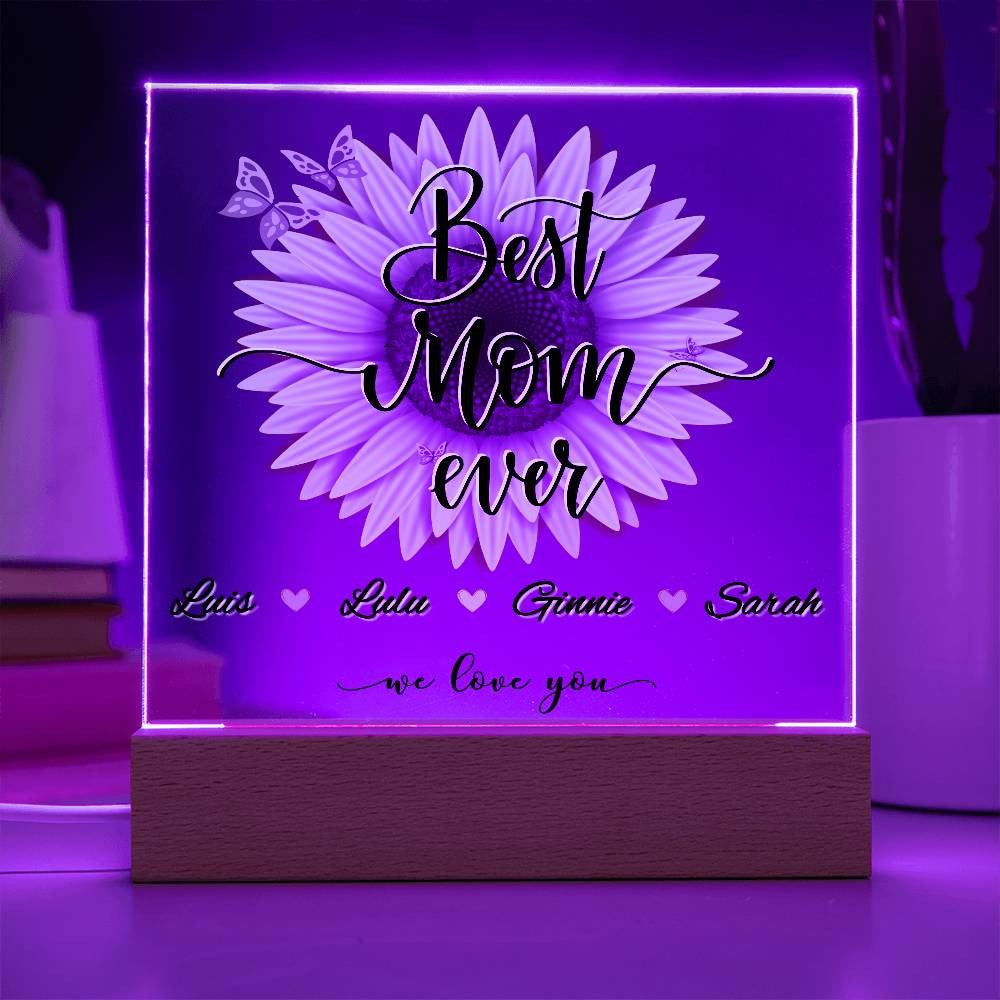 Personalized Best Mom Ever with Kids Names Plaque