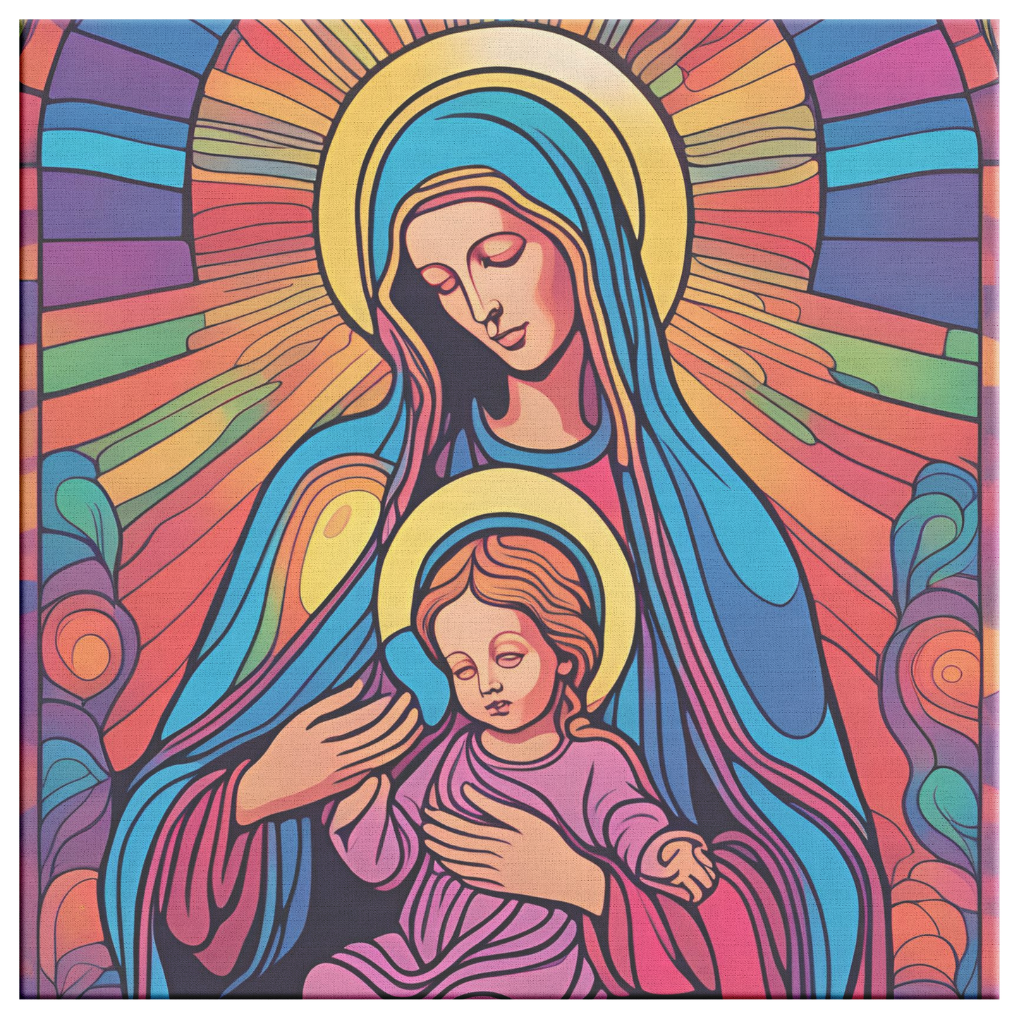 Virgin Mary and Baby Jesus Canvas Wall Art