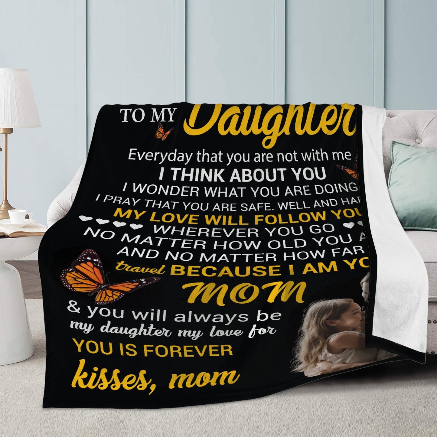 To My Daughter Custom Fleece Blanket