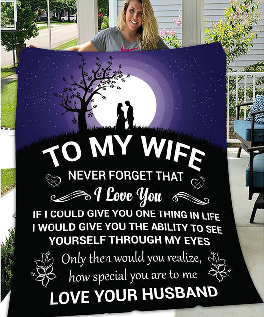 To My Wife, Never Forget Fleece Blanket