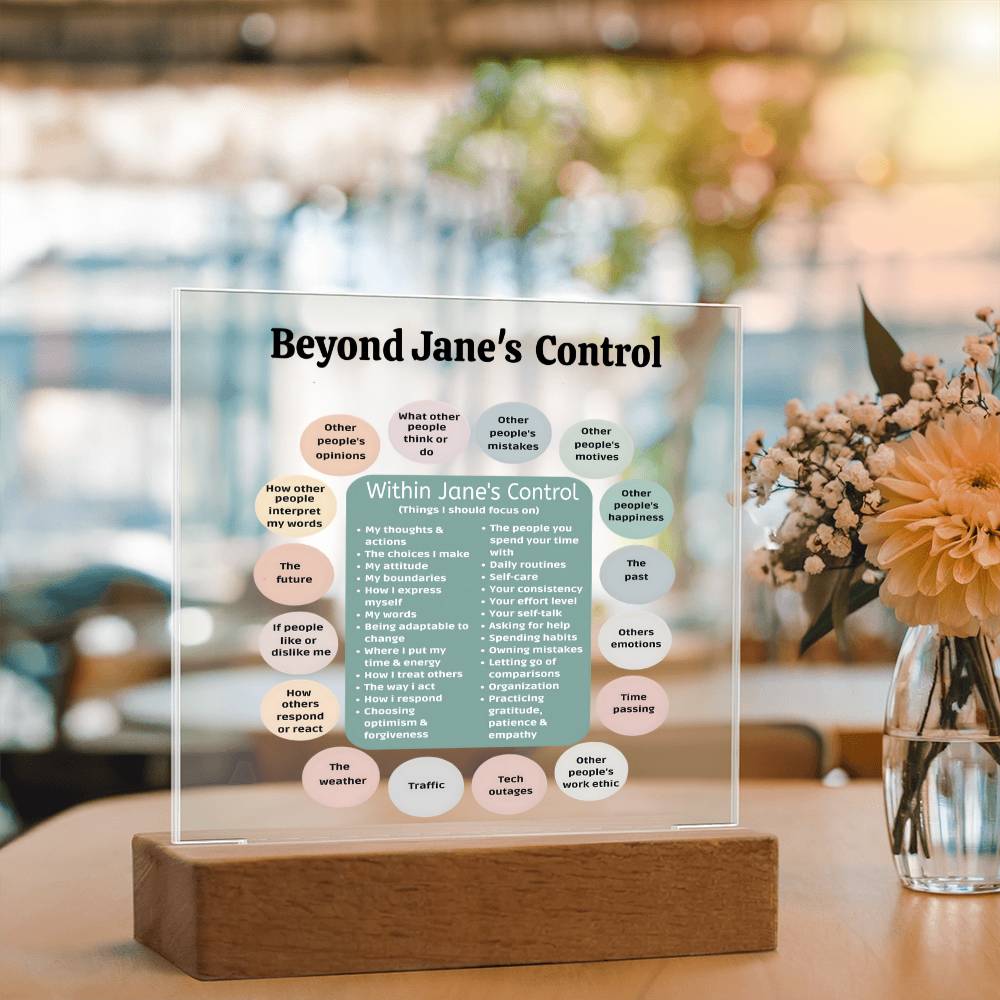 Things I can control Acrylic Decor What I can control Anxiety LED light Mindful Room Decor School Psychologist Office Decor Counselor Sign