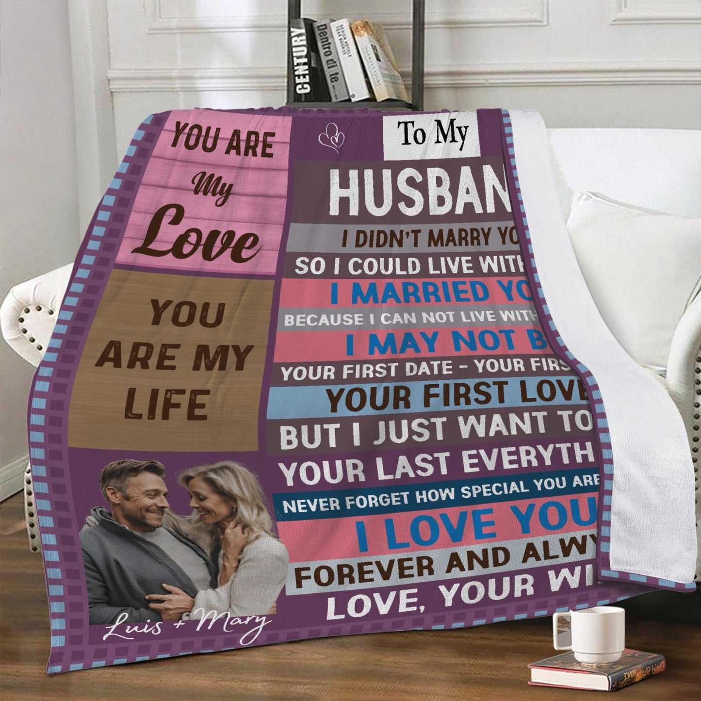 To My Husband Custom Fleece Blanket