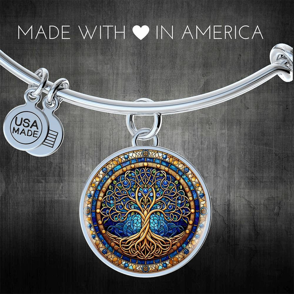 Stained Glass Celtic Tree of Life Necklace Gold