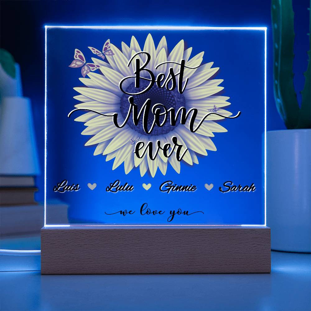 Personalized Best Mom Ever with Kids Names Plaque