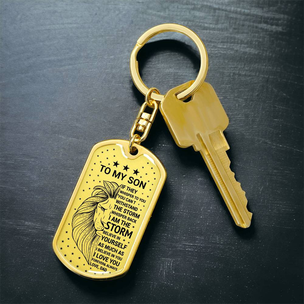Custom Engraved Son Dog Tag Necklace and Keychain