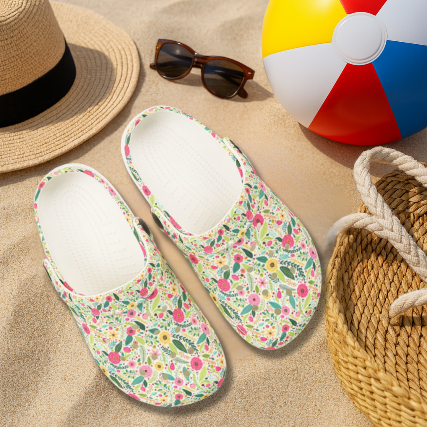 Peony Meadow Garden Shoes for Adults & Kids – Lightweight EVA Slip-On Floral Summer Sandals Water-Resistant Nurse Comfort & Walking Footwear