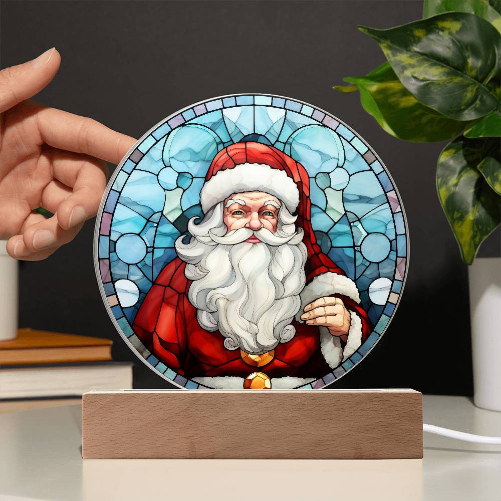 Santa Stained Glass Style LED Night Light