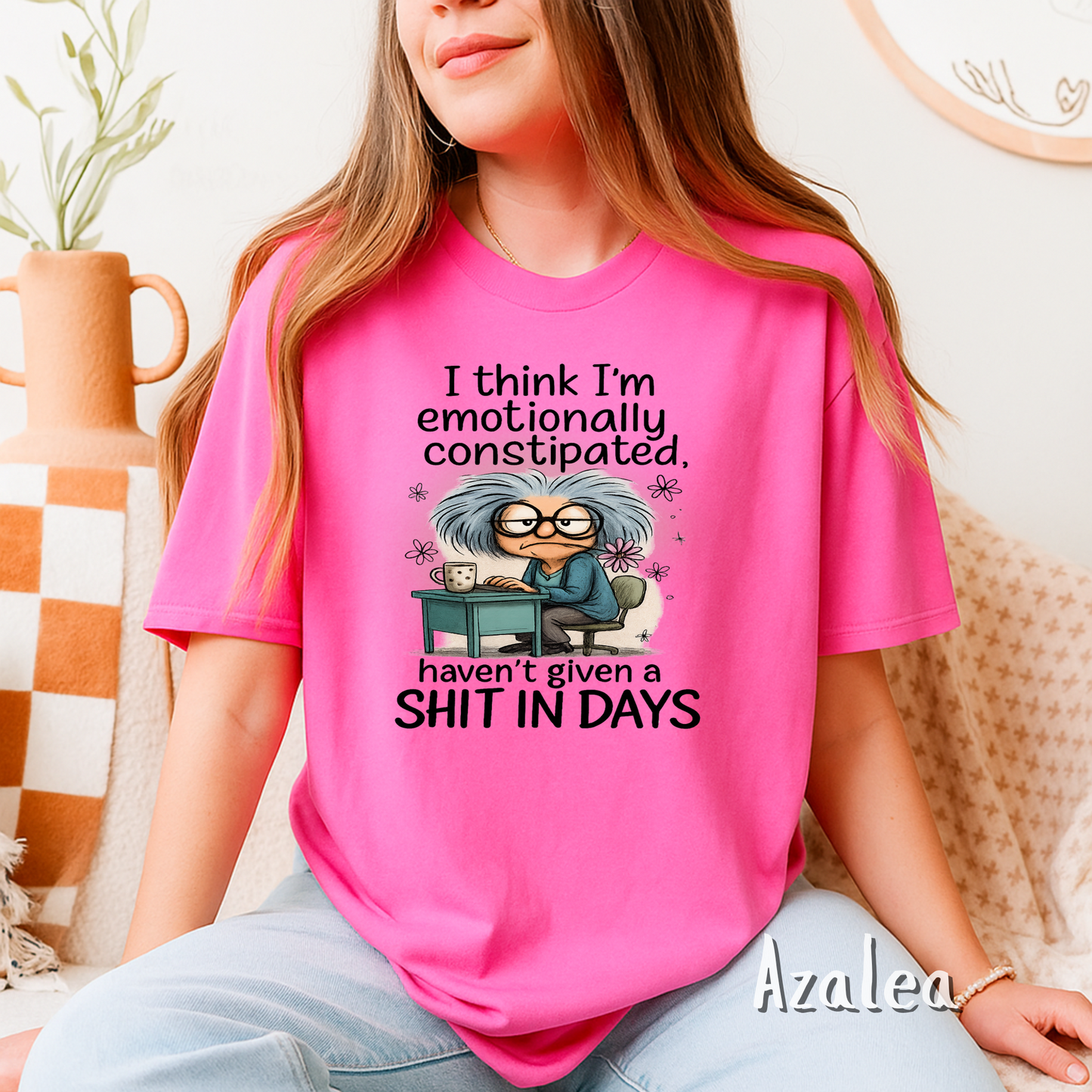 Funny Sarcastic T-Shirt Tote Emotionally Constipated Haven’t Given a Sh*t in Days Graphic Tee Introvert Adult Humor Gift for Friend/Coworker